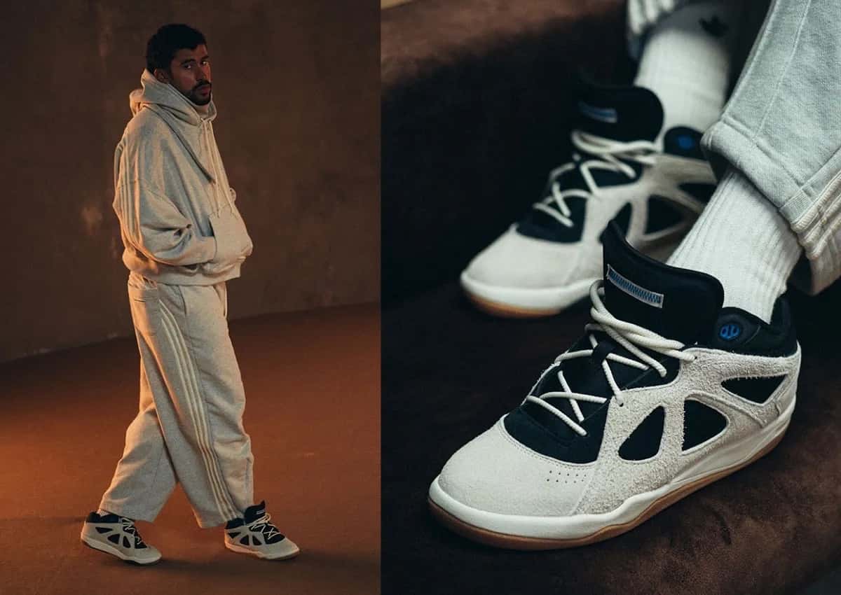 adidas Bad Bunny BadBo 1.0 Rise en colorway Off-White/Core Black/Gum vista lateral